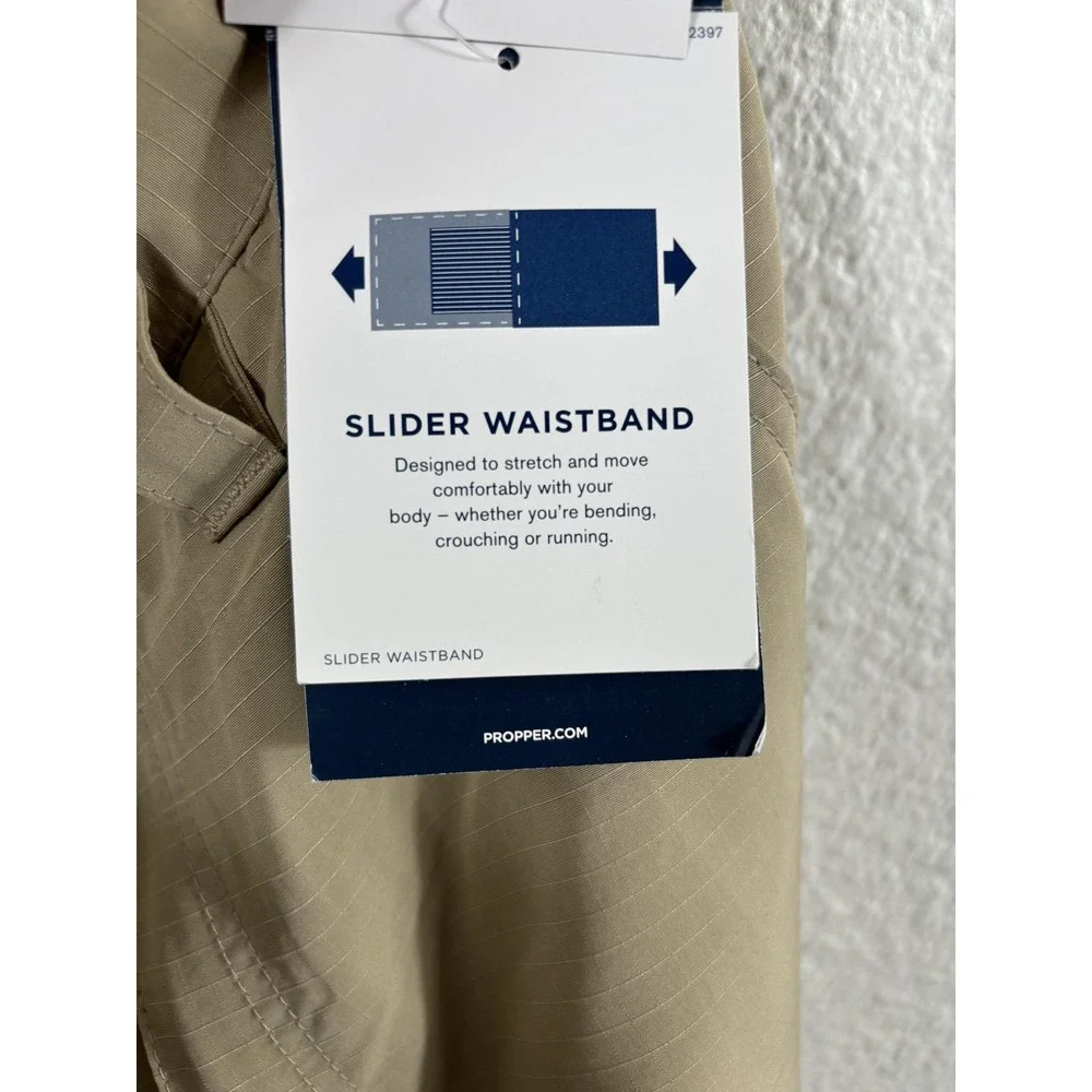 Propper Pants Mens 32x34 Khaki EdgeTec Ripstop‎ Tactical Work Slider Waist F5906